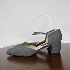 Vaneli Mary Jane Pump Shoes Women's 8.5M Gray Fabric Heel‎ Ankle Strap